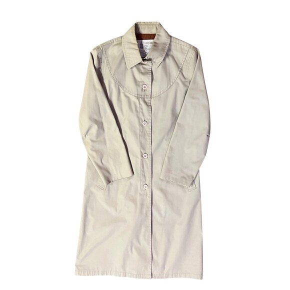 Vintage London Fog Trench Coat Womens 6P Petites Used Khaki Lined *No Belt - Picture 3 of 14